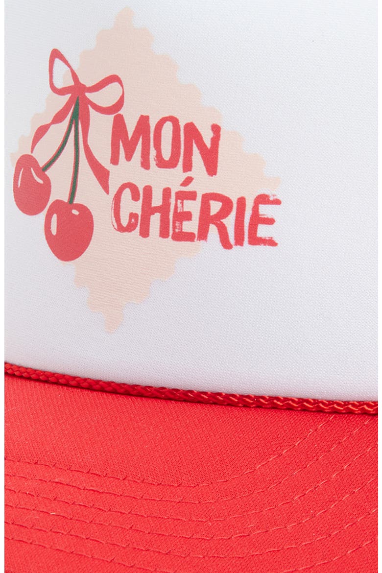 Mon Cherie Trucker Hat, Alternate, color, RED SPLIT