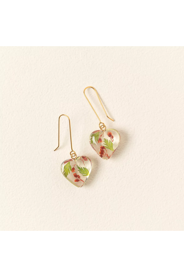Birth Month Flower Heart Earrings by Belart, Alternate, color, Weaver's Broom
