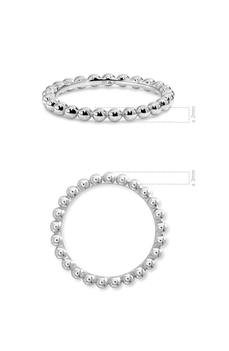 DEVATA Beaded Ball Ring in Rhodium Plated Sterling Silver, 2mm, Alternate, color, Silver
