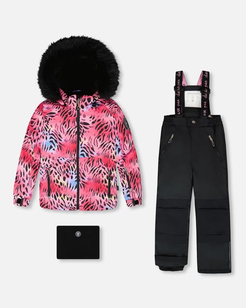 Deux Par Deux Kids'  Girl Two-piece Play Snowsuit With Jacket And Solid Pant In Black