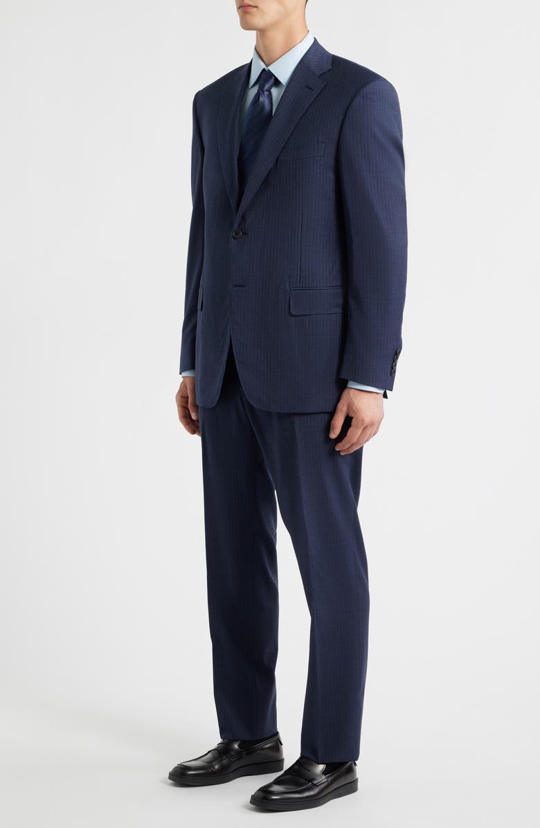 Canali Siena Regular Fit Navy Shadow Stripe Wool Suit, Alternate, color, Navy