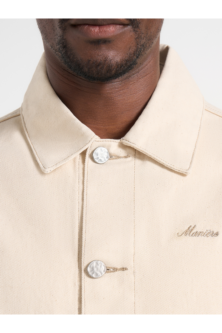 Damien Boxy Fit Denim Jacket, Alternate, color, Cream