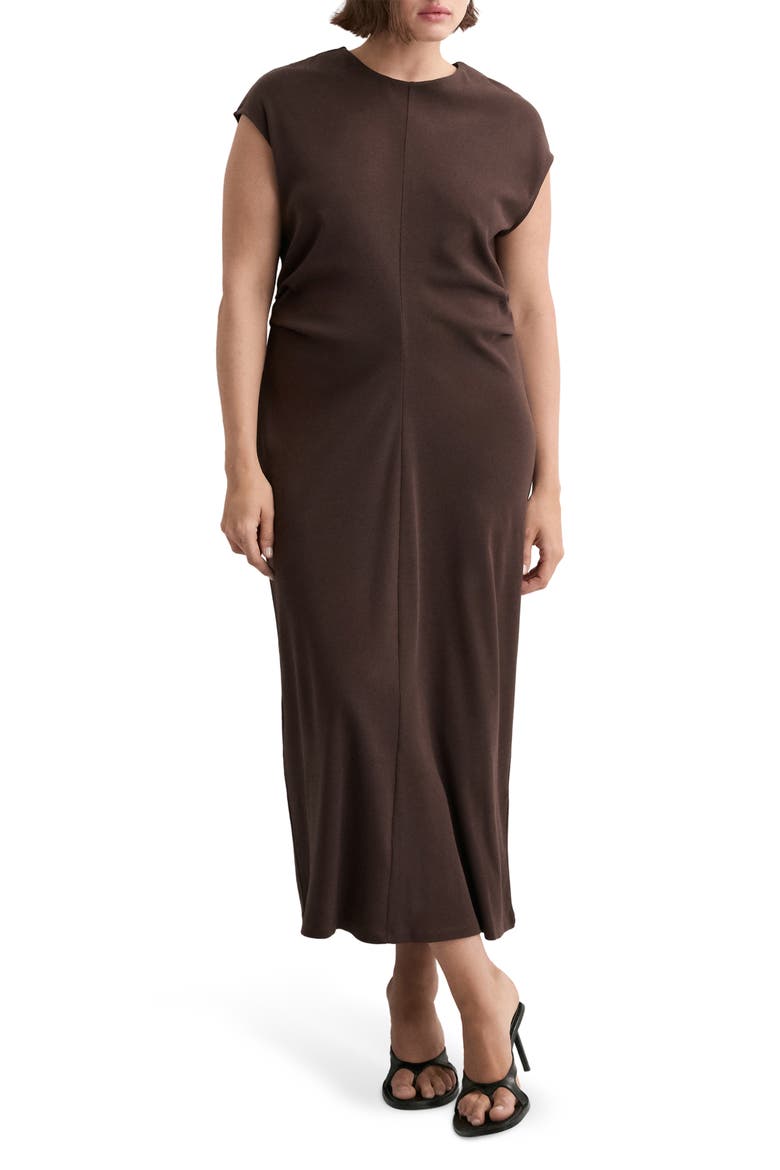 Cotton Jersey Midi Dress, Main, color, BROWN