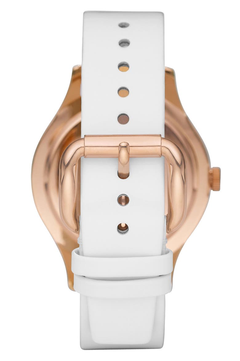 Patent Strap Oversized Watch, Alternate, color, ROSE GOLD/ WHITE