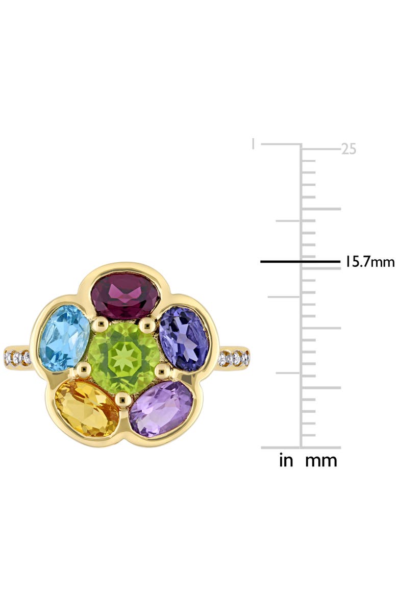 Multi-Gem & Diamond Floral Ring, Alternate, color, Yellow-Plated
