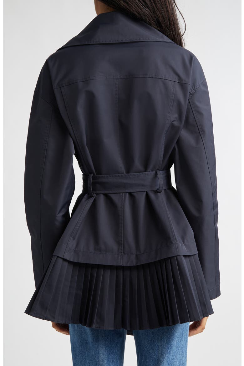 Lison Belted Jacket with Pleated Hem, Alternate, color, MIDNIGHT
