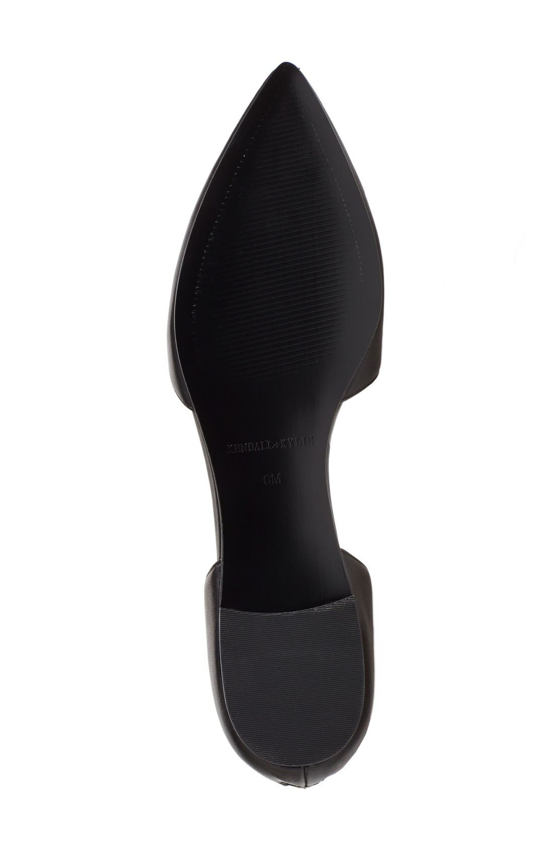 'Sage' Pointy Toe Ghillie Flat, Alternate, color, BLACK LEATHER
