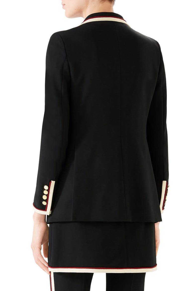 Peak Lapel Stretch Cady Blazer, Alternate, color, BLACK