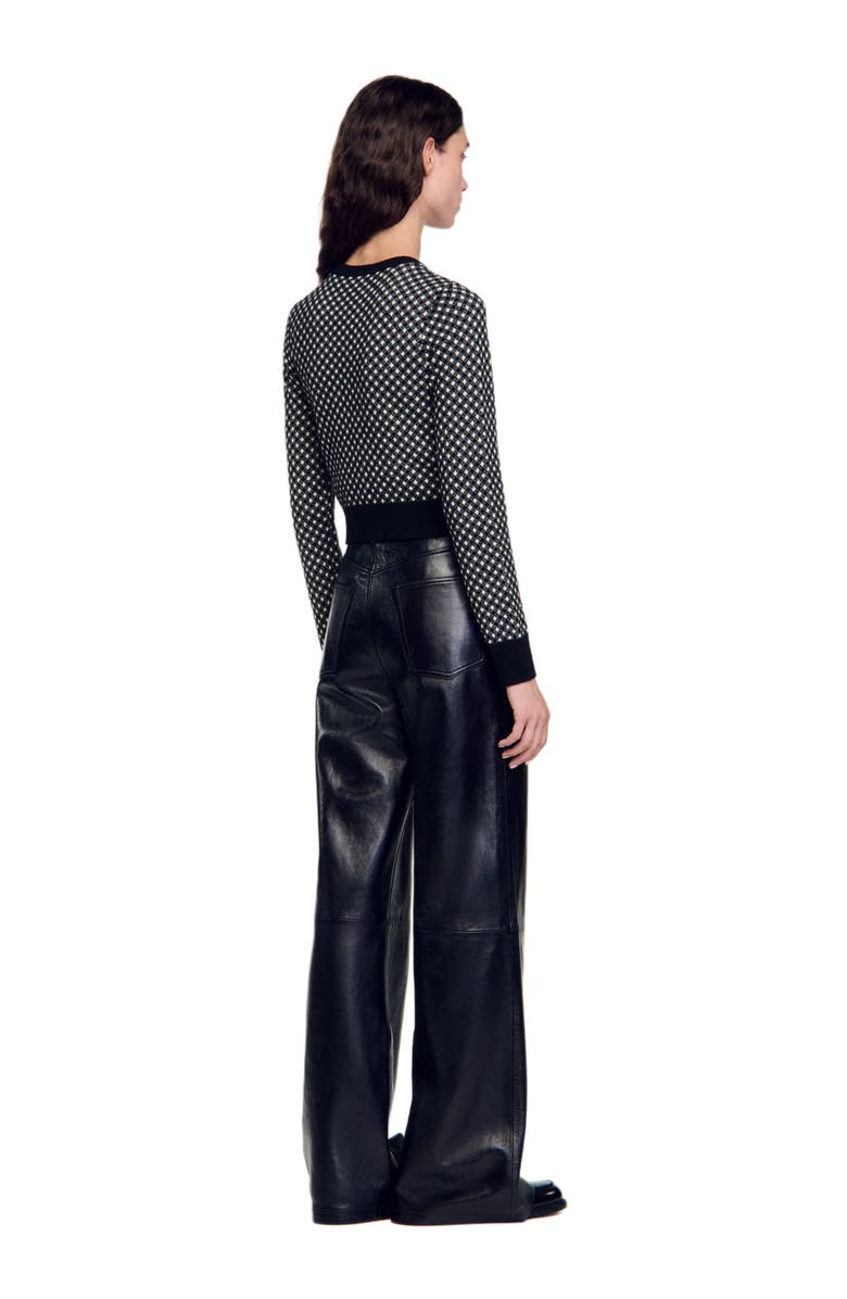 SANDRO Jacquard check cardigan, Alternate, color, 