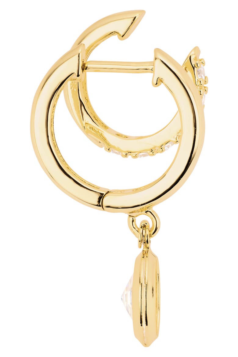 Modern Muse CZ Oval Drop Huggie Earrings, Alternate, color, GOLD