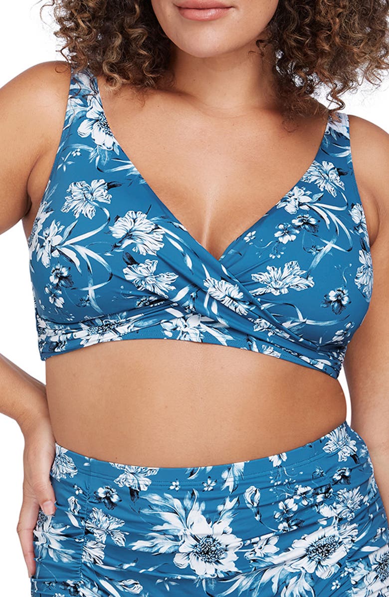 Artesands Delacroix Cross Front Floral Bikini Top, Main, color, 