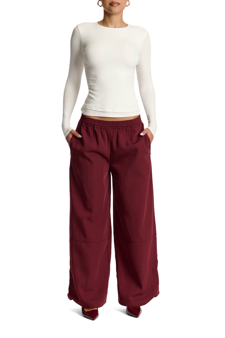 Wide Leg Track Pants, Alternate, color, WINE