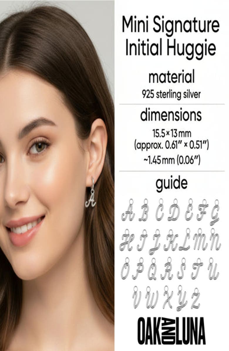 Oak & Luna Mini Signature Initial Huggie Earrings, Alternate, color, Letter S