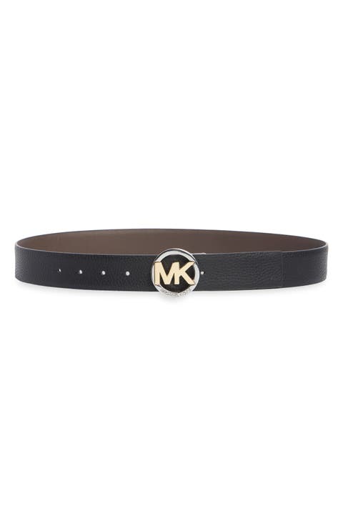 Smooth Leather MK Logo Buckle Belt