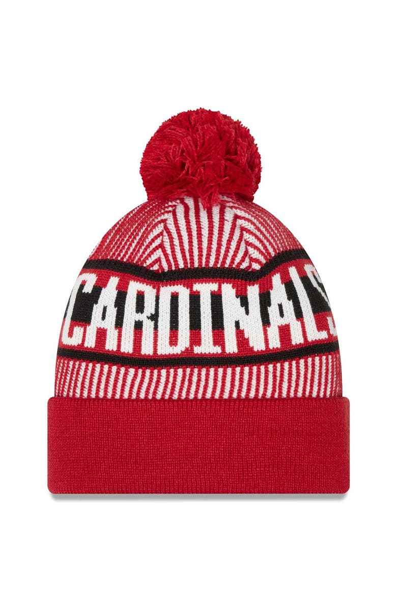 New Era Men's New Era Cardinal Arizona Cardinals Striped Cuffed Knit Hat with Pom, Alternate, color, Cardinal