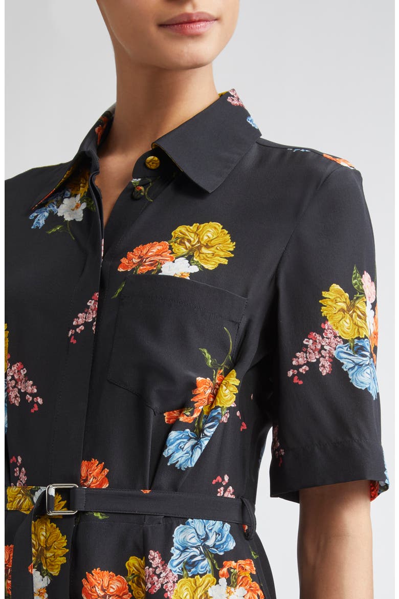 Rubie Belted Cotton Poplin Shirtdress, Alternate, color, RETRO BOUQUET ON BLACK