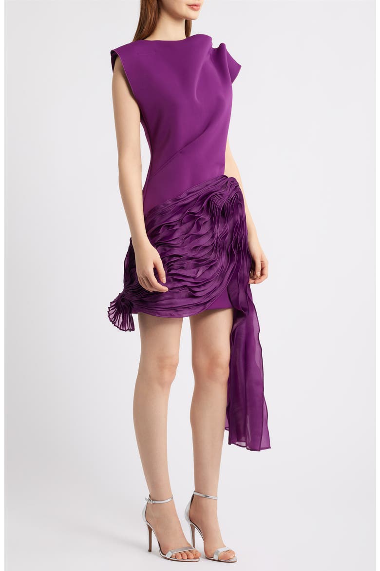 Wigbeth Pleated Organza Overlay Minidress, Alternate, color, DEEP RUBY