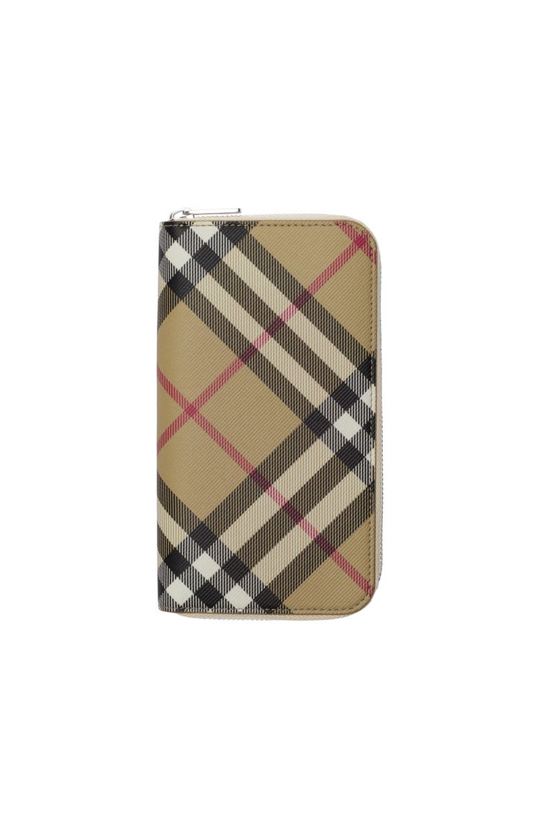 Burberry Check Zip Wallet, Main, color, Sand