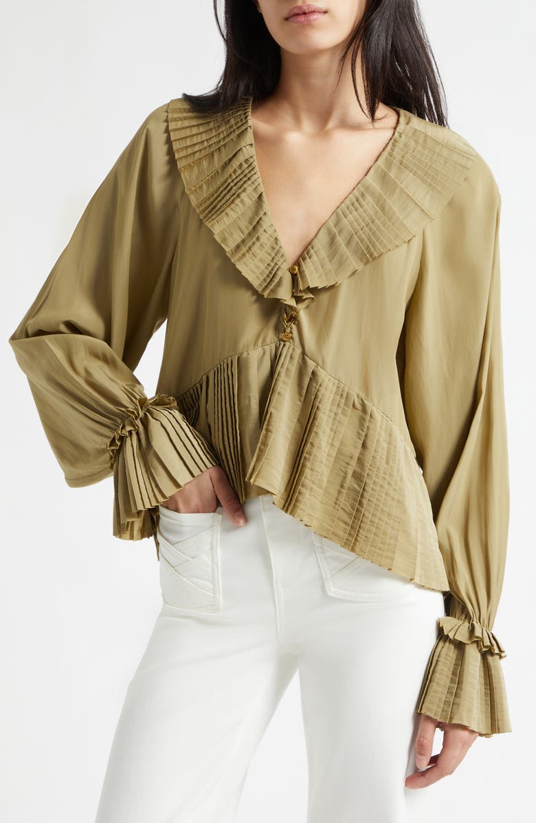 Ramy Brook Jacklyn Ruffle Top, Alternate, color, Safari