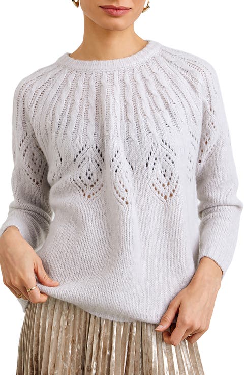 Cable Stitch Merino Wool & Cashmere Blend Sweater