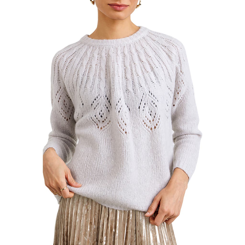Bella Dahl Cable Stitch Merino Wool & Cashmere Blend Sweater In White