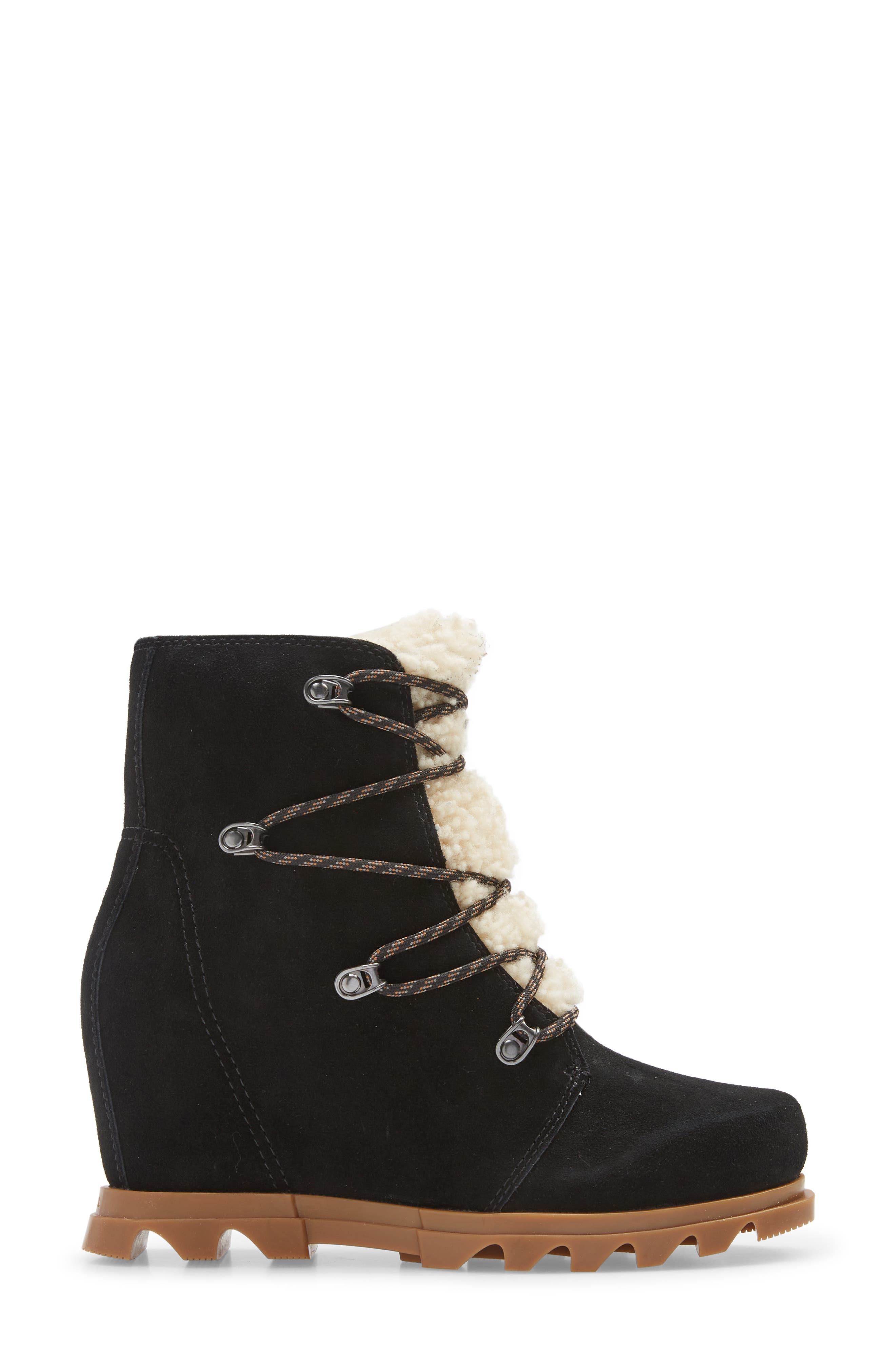 SOREL Joan of Arctic III Genuine Shearling Trim Waterproof Wedge Boot, Alternate, color, 