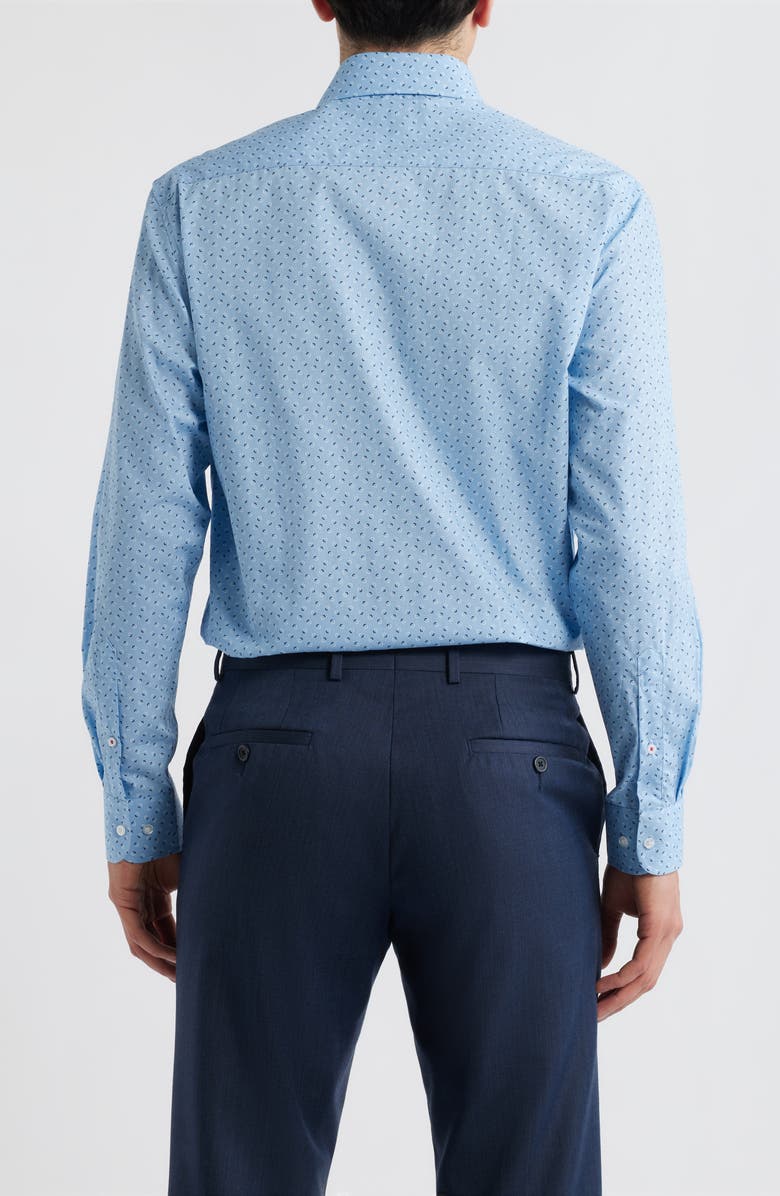 DANIEL HECHTER Paris Modern Fit Blue Geometric Print Cotton Dress Shirt, Alternate, color,
