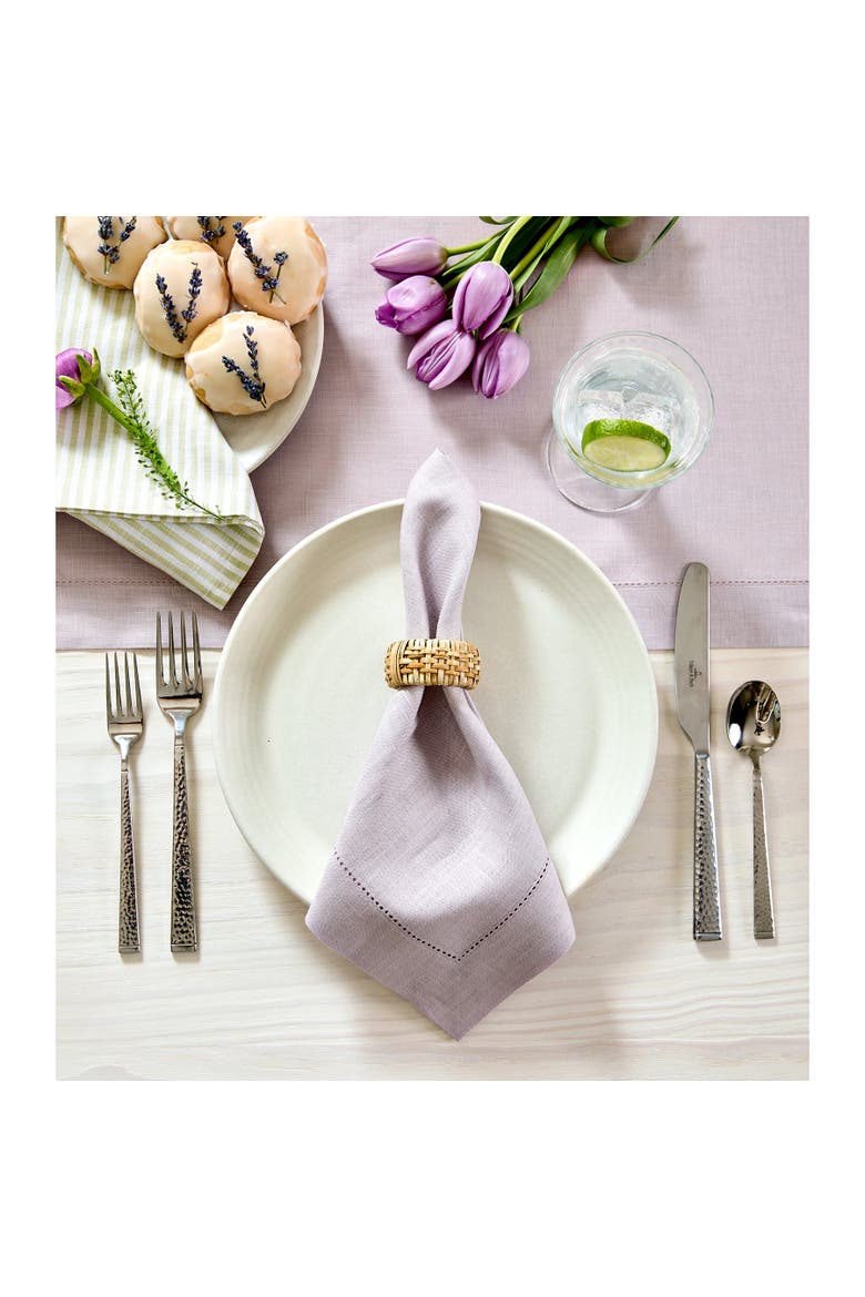 Linen Dinner Napkins Set of 6, 20 x 20" - Classic Hemstitch, Alternate, color, Lilac