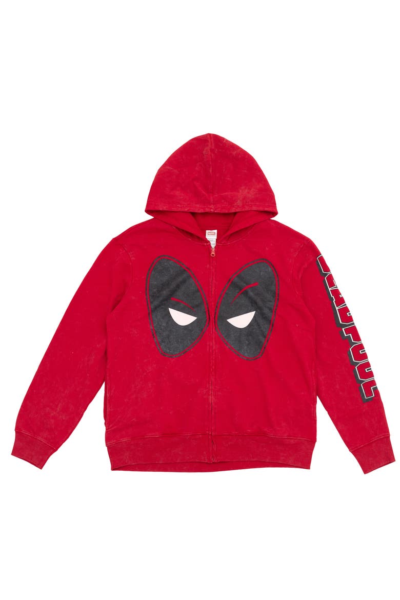 Deadpool and Wolverine Fleece Zip Up Hoodie, Alternate, color, Deadpool Mineral Red