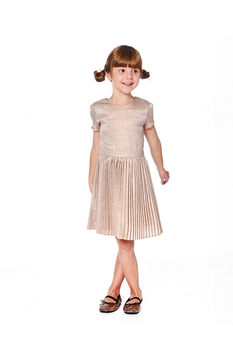 Deux par Deux Short Sleeve Dress with Pleated Skirt, Alternate, color,
