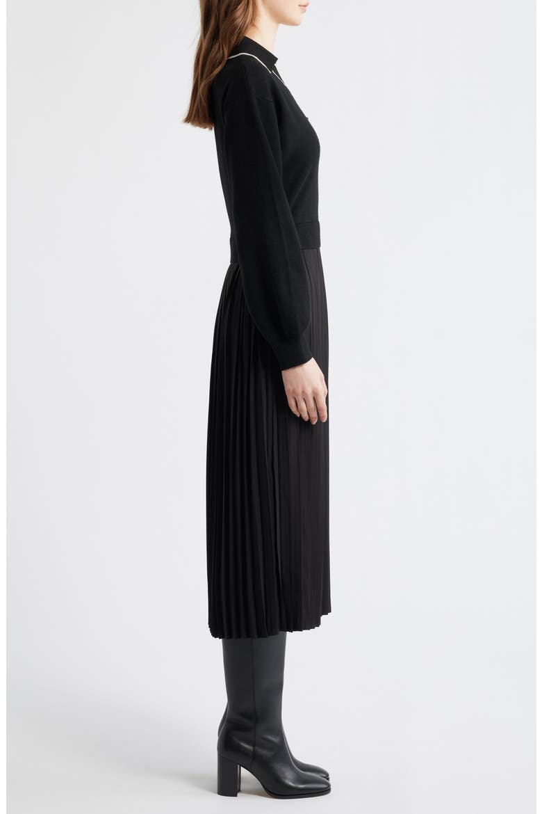 Long Sleeve Twofer Sweater Dress, Alternate, color, BLACK/ IVORY