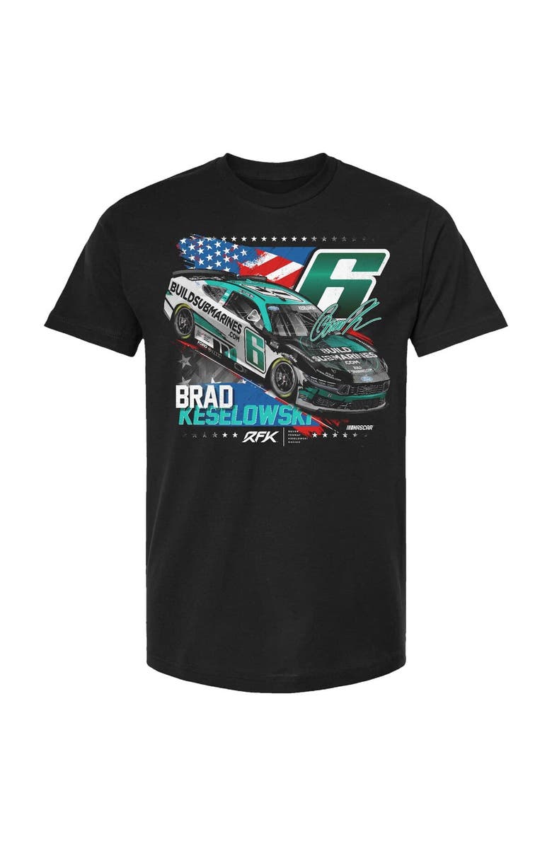 RFK Racing Men's RFK Racing Black Brad Keselowski BuildSubmarines.com Patriotic Car T-Shirt, Alternate, color, 