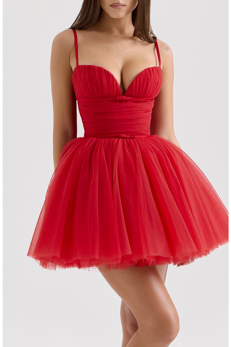 Princess Tulle Cocktail Minidress, Alternate, color, HAUTE RED
