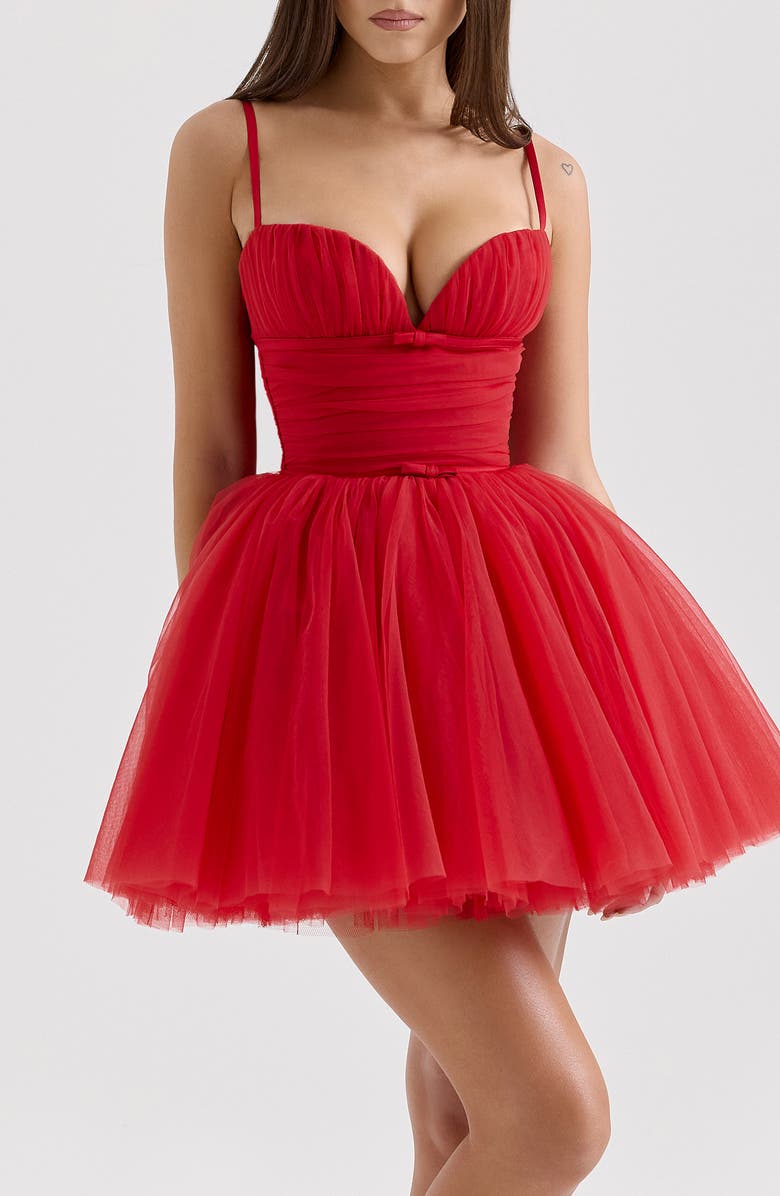 HOUSE OF CB Princess Tulle Cocktail Minidress, Alternate, color, Haute Red
