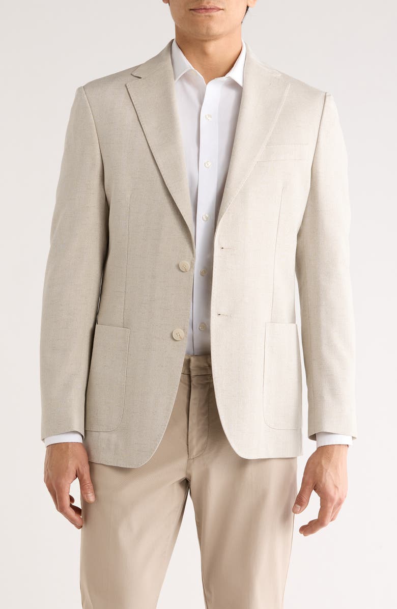 Michael Kors Tan Herringbone Notch Lapel Sport Coat, Main, color, Tan Herringbone