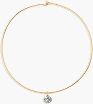 Aurate Lab Grown Aquamarine Oval Pendant Collar Necklace