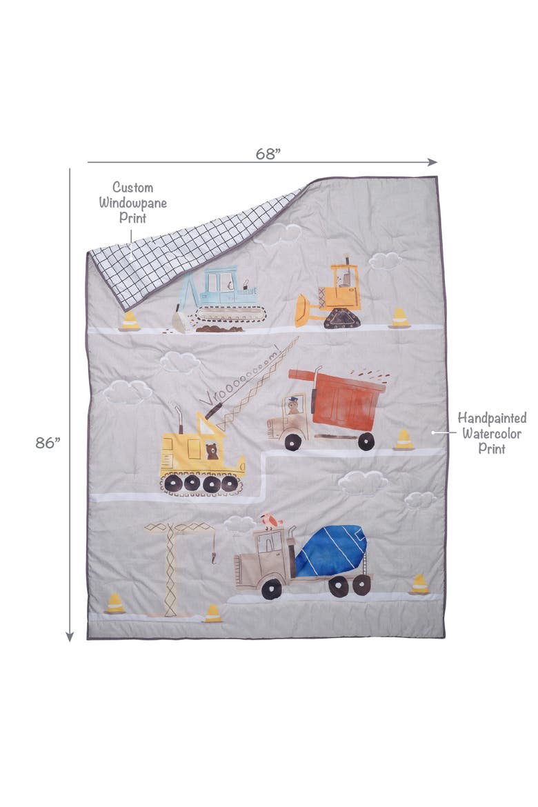 Construction Zone Twin Quilt & Pillow Sham Set, Alternate, color, Gray