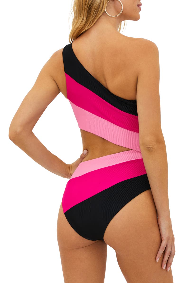 Beach Riot Joyce Stripe Cutout One-Piece Swimsuit, Alternate, color,