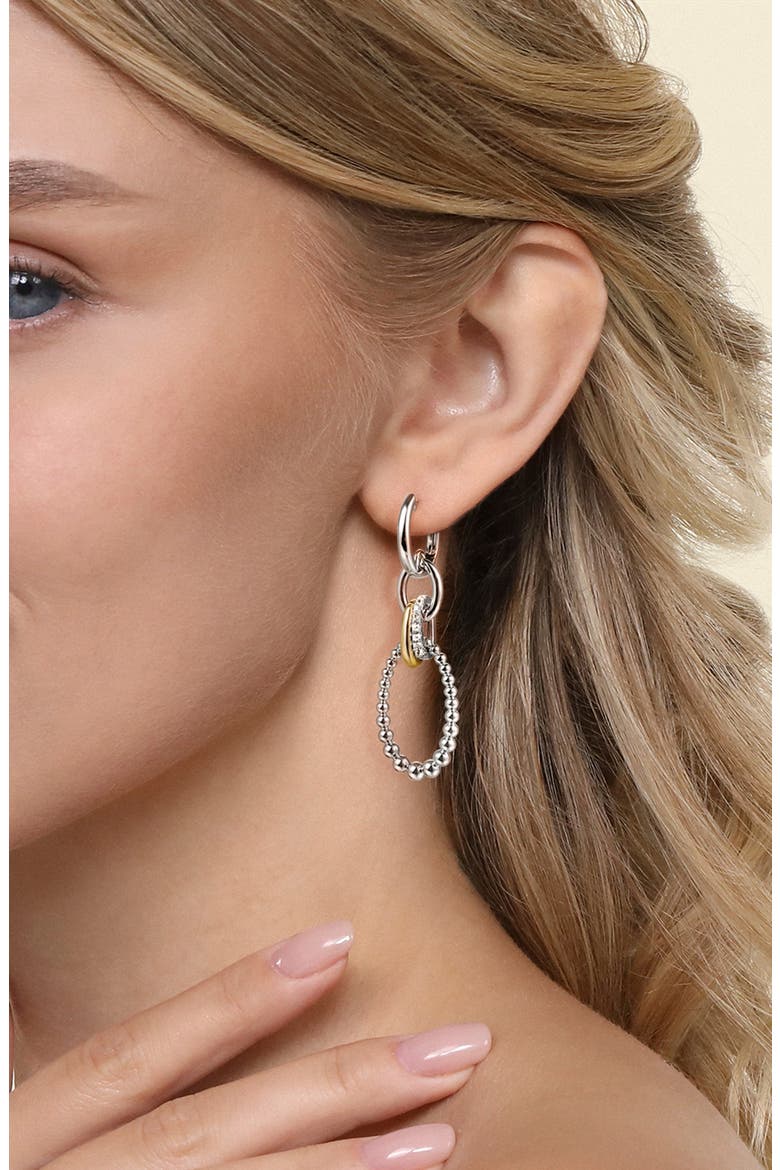 Bujukan White Sapphire Link Drop Earrings, Alternate, color, SILVER/ 14K YELLOW GOLD