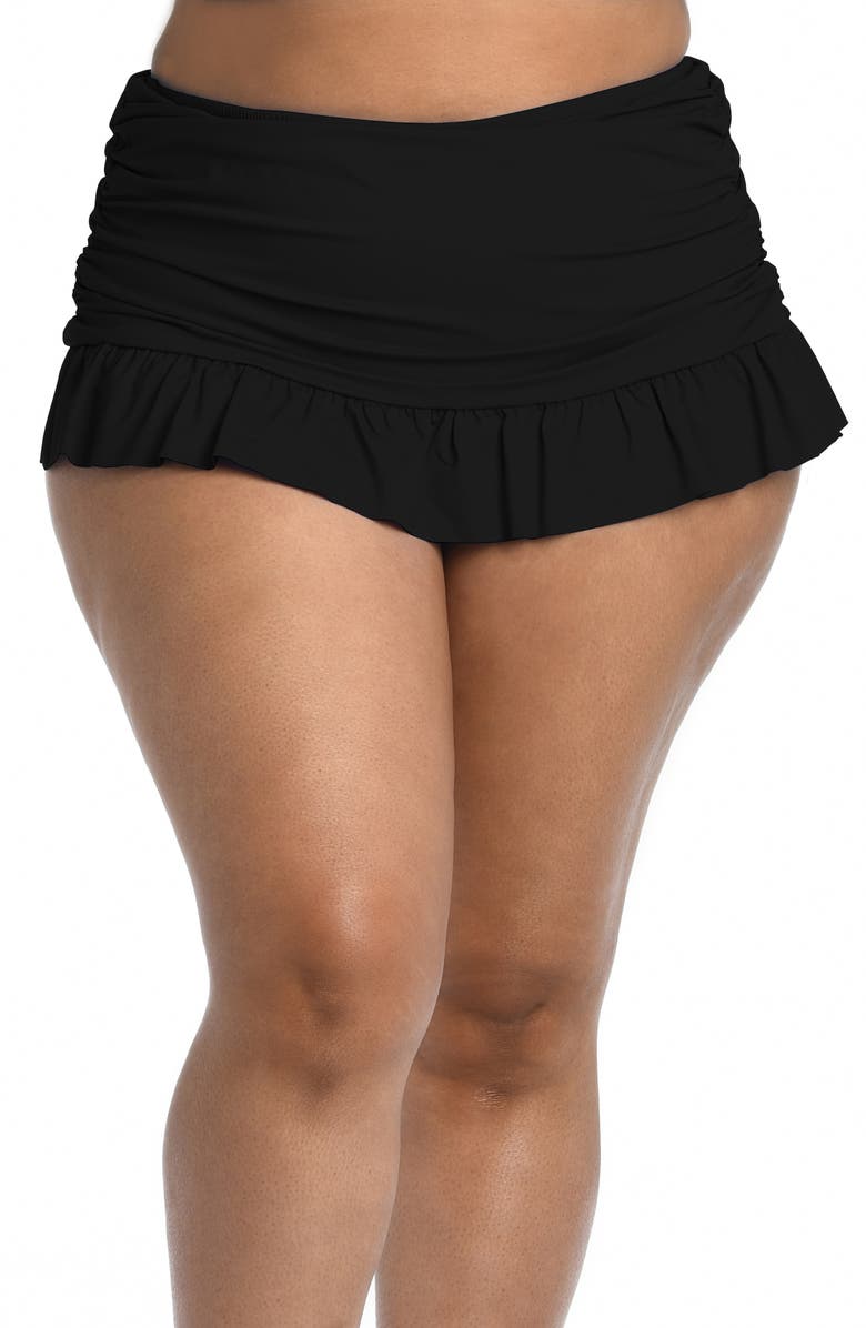 La Blanca Island Goddess Skirted Bikini Bottoms, Main, color, Black