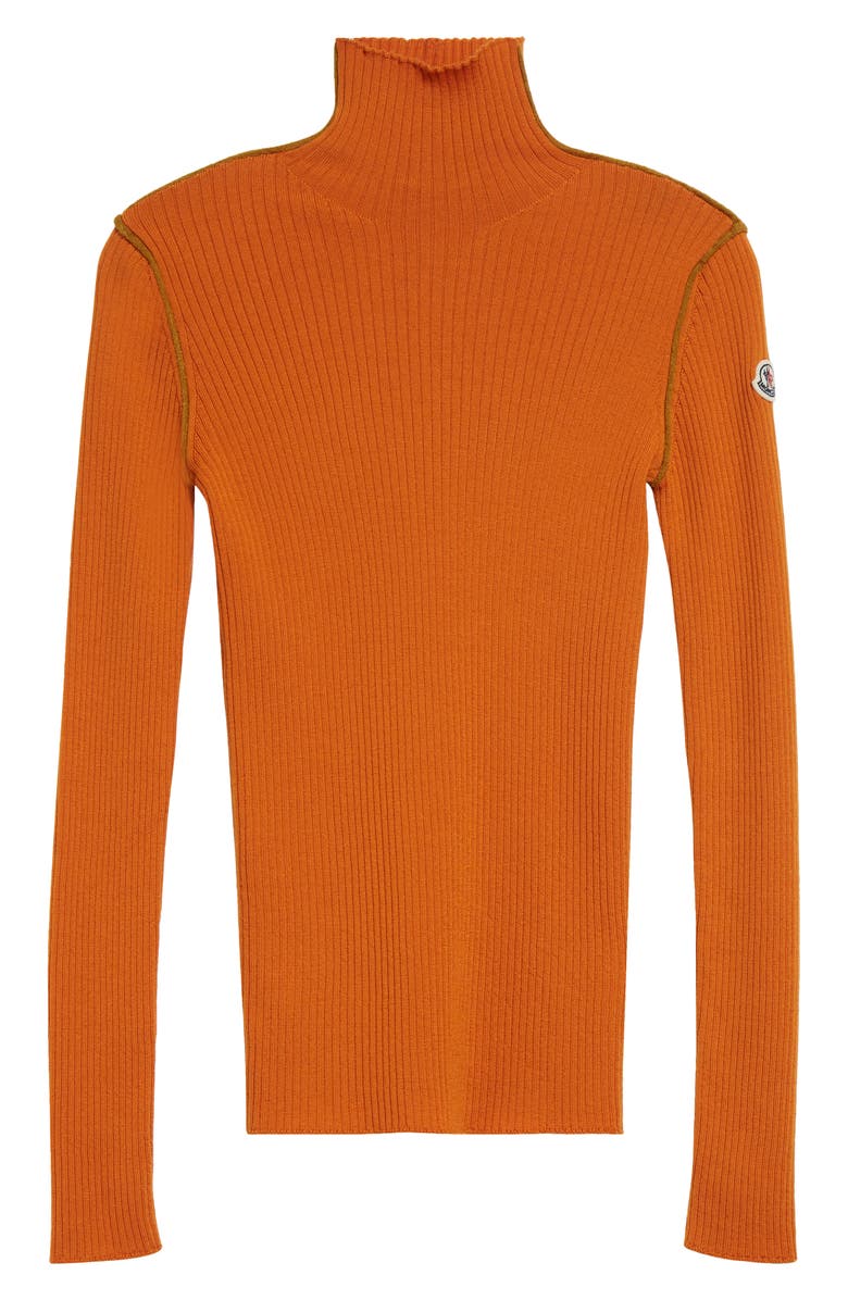 Moncler Fitted Virgin Wool Rib Turtleneck Sweater, Alternate, color, 