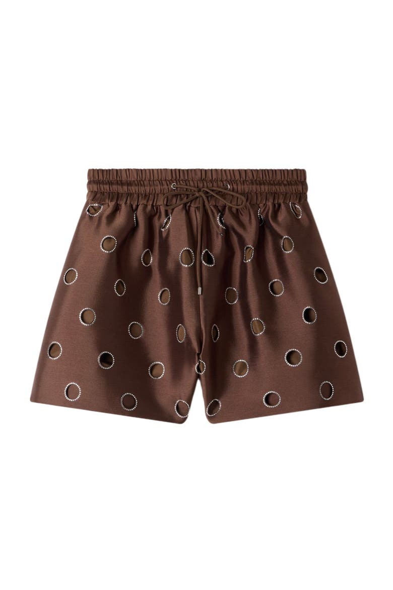 Distressed rhinestone shorts, Alternate, color, Brown