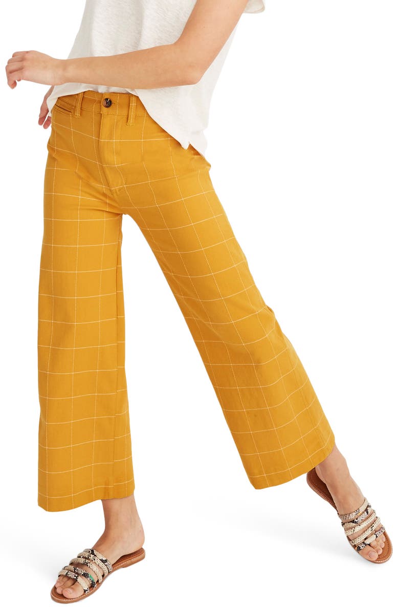 Madewell Emmett Windowpane Crop Wide Leg Pants, Main, color,
