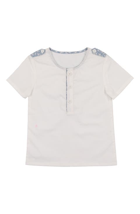Kids' Floral Epaulet Cotton Blend Henley (Toddler)