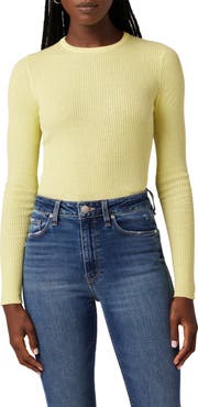 Hudson Jeans Back Keyhole Cutout Organic Cotton Blend Rib Sweater