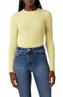 Hudson Jeans Back Keyhole Cutout Organic Cotton Blend Rib Sweater