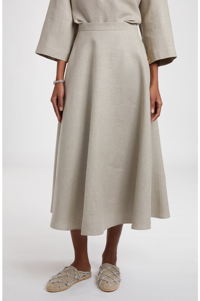 A-Line Flax Midi Skirt, Main, color, BEIGE GRAVEL