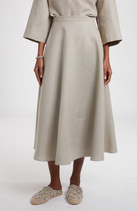 A-Line Flax Midi Skirt