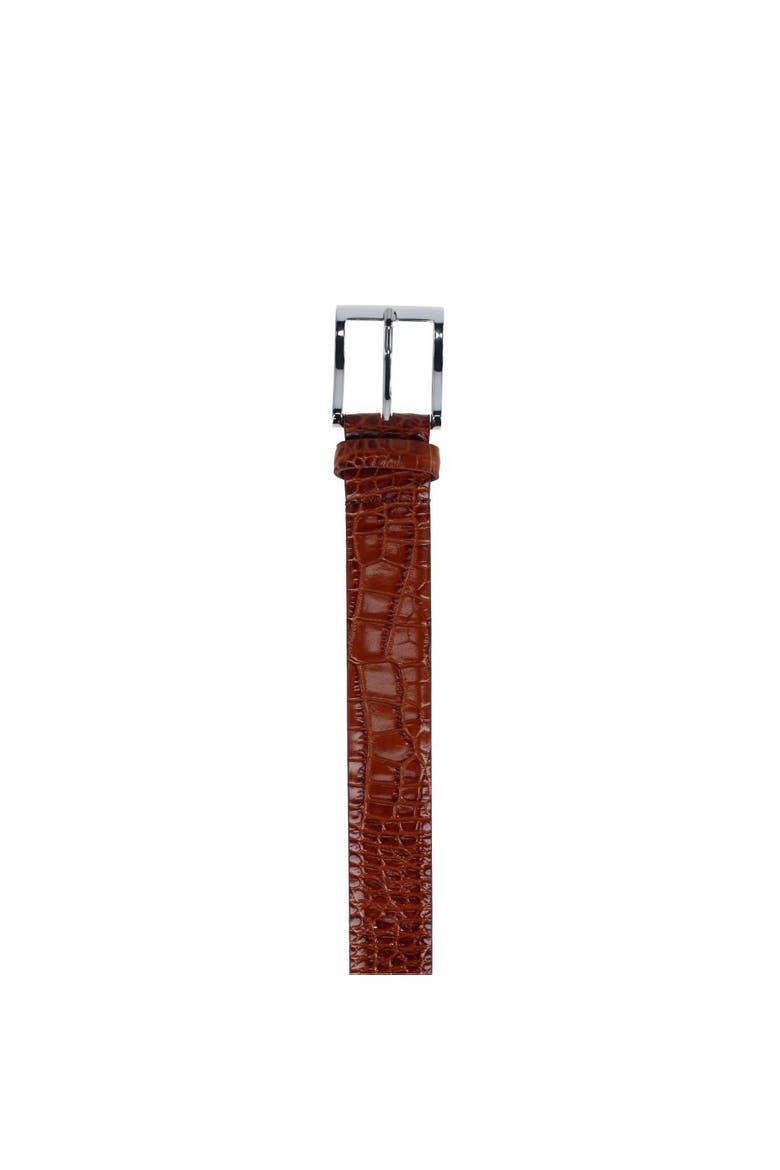 Elias Embossed Gator 35mm Leather Belt, Alternate, color, Chestnut