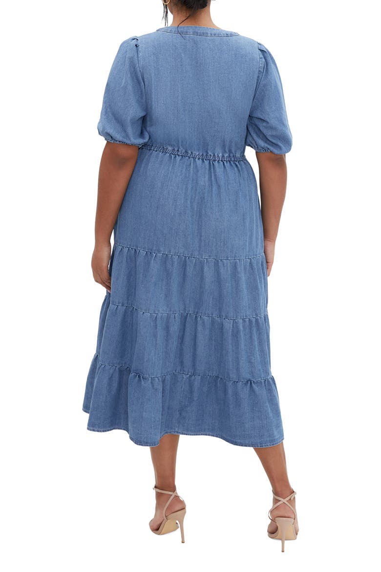 August Tiered Midi Dress, Alternate, color, LIGHT WASH